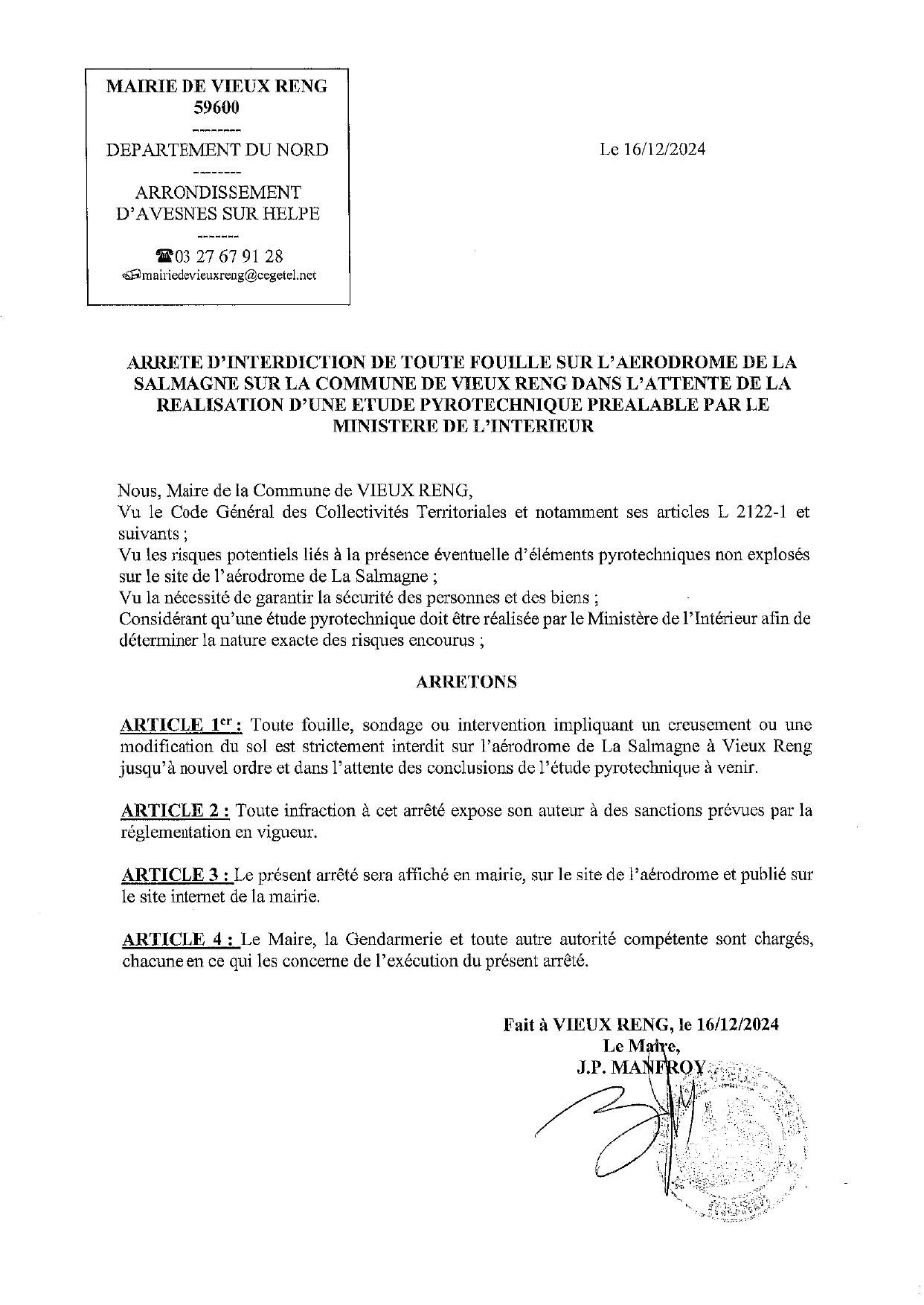ARRETE INTERDICTION FOUILLES page 0001